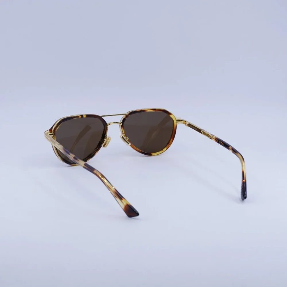 Bottega Veneta BV1373S 002 Sunglasses Havana/Gold Aviator Frame, Brown Lenses
